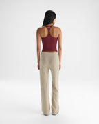 Knit Low Rise Roll Pants - Oatmeal Marl