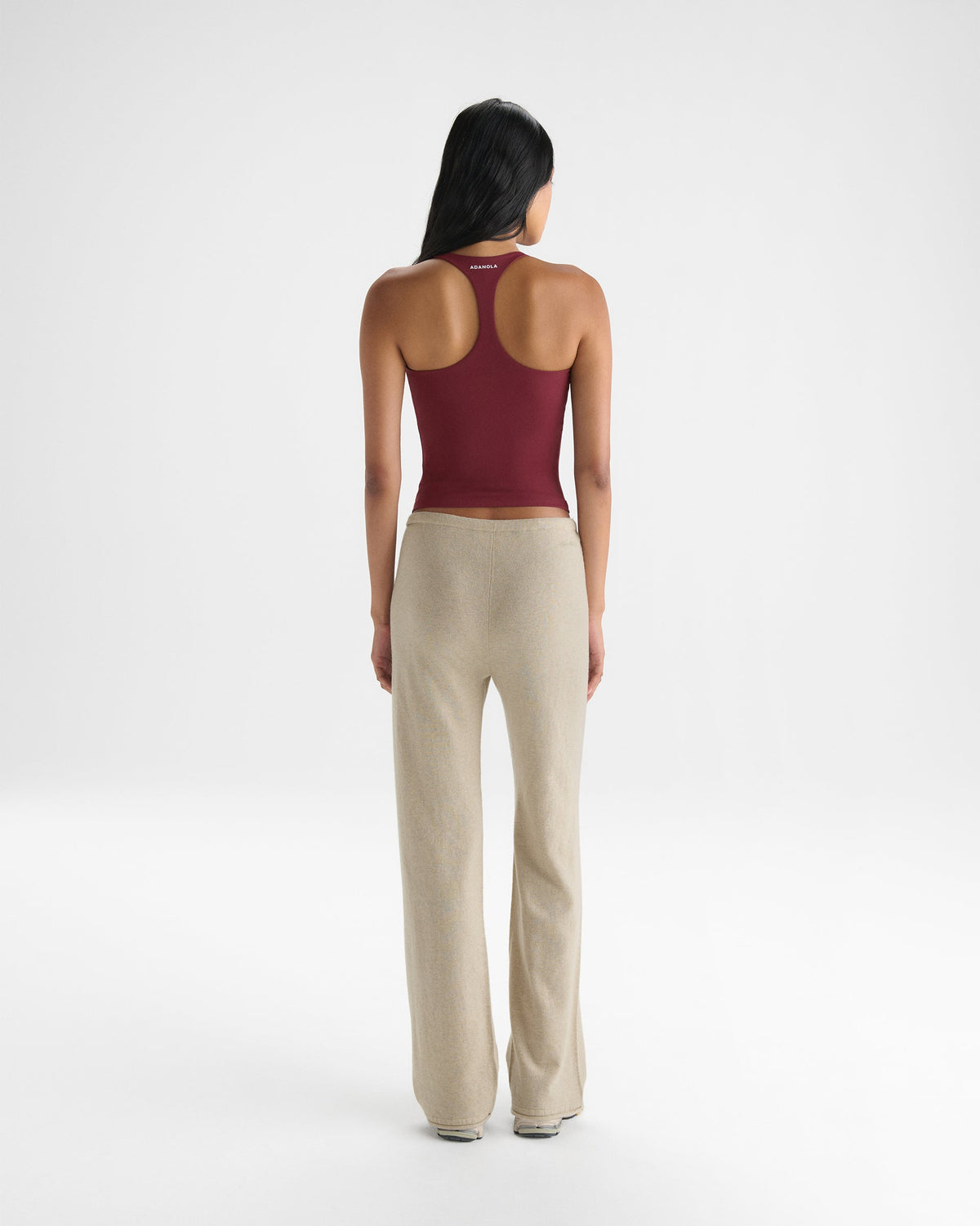 Knit Low Rise Roll Pants - Oatmeal Marl