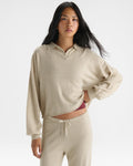 Roll Edge Knit Polo Top - Oatmeal Marl