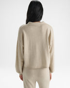 Roll Edge Knit Polo Top - Oatmeal Marl