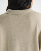 Roll Edge Knit Polo Top - Oatmeal Marl