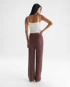 Two Tone Rib Knit Pants - Damson Red