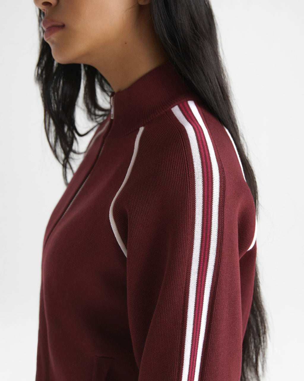Knit Track Jacket - Damson Red