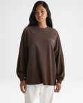 Adanola Sport Washed Long Sleeve Top - Chocolate Brown/Marshmallow White