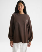 Adanola Sport Washed Long Sleeve Top - Chocolate Brown/Marshmallow White