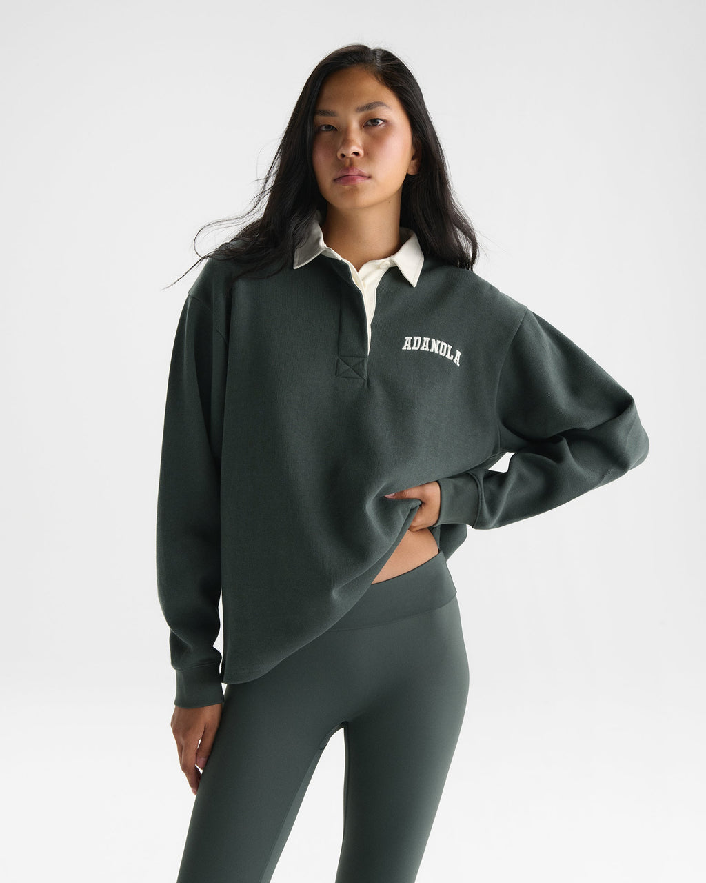 Varsity Oversized Rugby Top - Sea Green