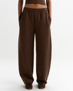 Barrel Leg Sweatpants - Chocolate Brown