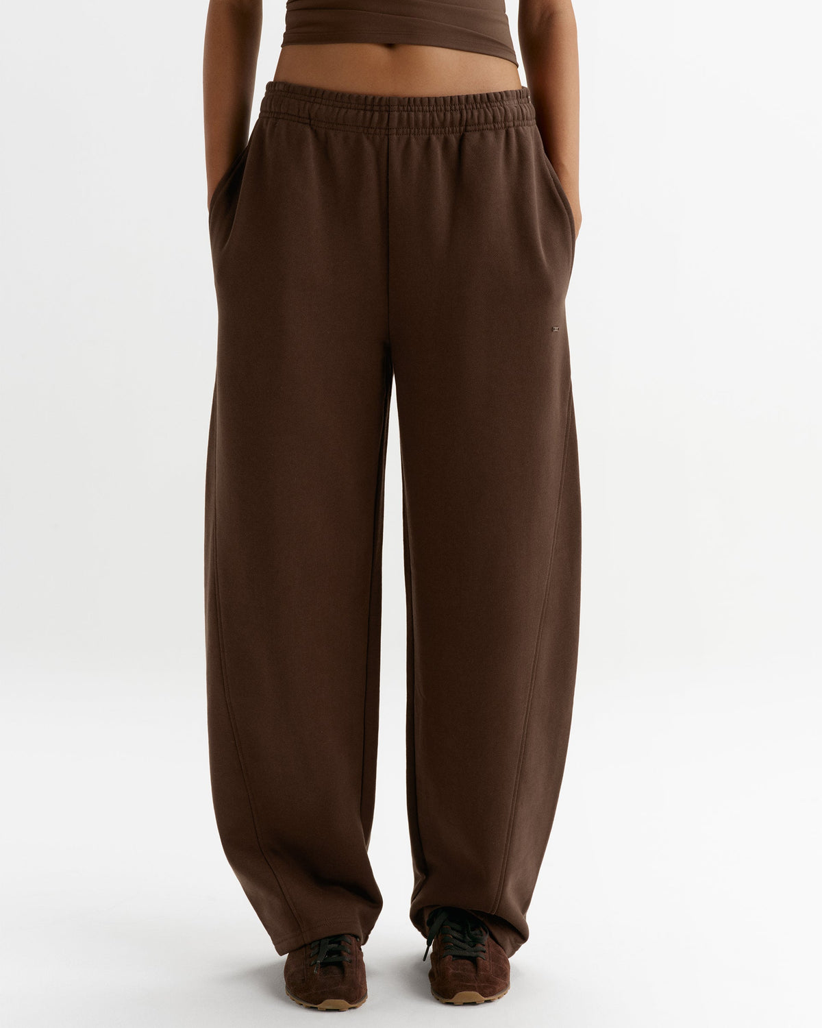 Barrel Leg Sweatpants - Chocolate Brown