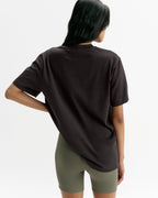 Adanola Script Applique Short Sleeve Oversized T-shirt - Coffee Bean/Marshmallow White