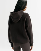 Classic Adanola Script Applique Oversized Hoodie - Coffee Bean/Marshmallow White