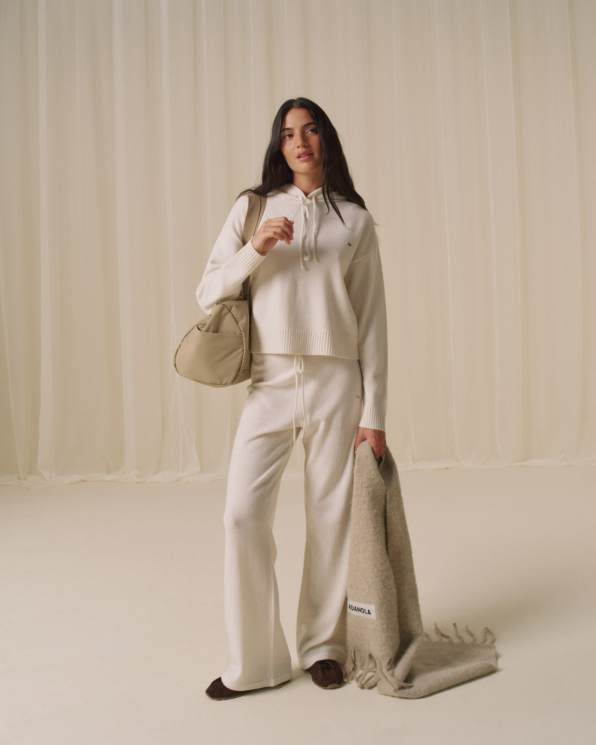Lightweight Merino Wool Knit Hoodie - Marshmallow White