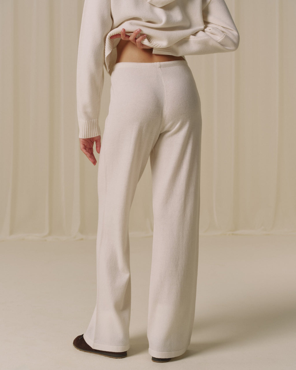 Lightweight Merino Wool Knit Trousers - Marshmallow White