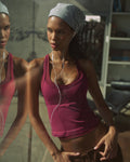 Classic Seamless Cross Back Tank Top - Berry Red