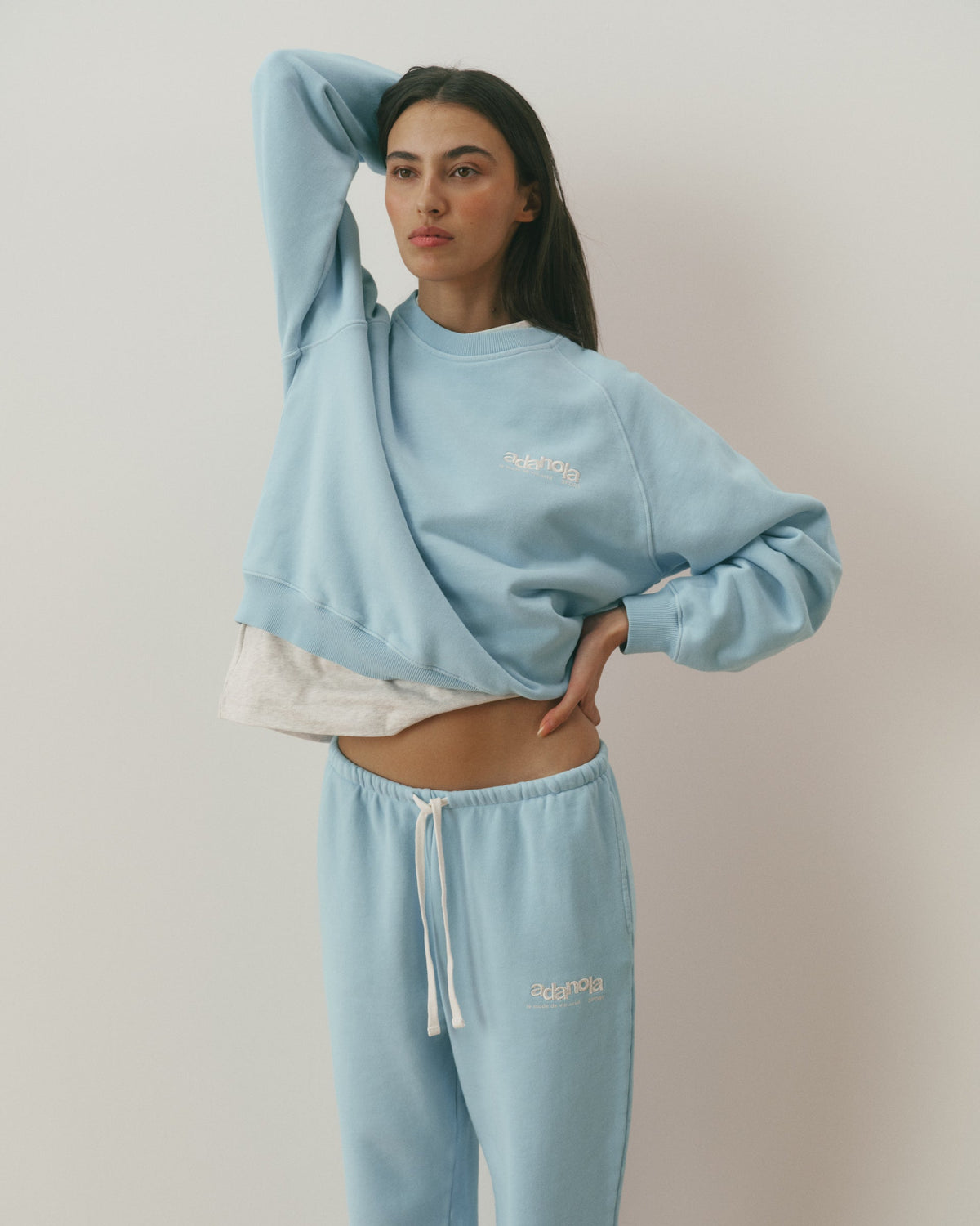 Le Mode De Vie Washed Loose Fit Sweatshirt - Breeze Blue/Marshmallow White
