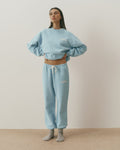 Le Mode De Vie Washed Straight Leg Sweatpants - Breeze Blue/Marshmallow White