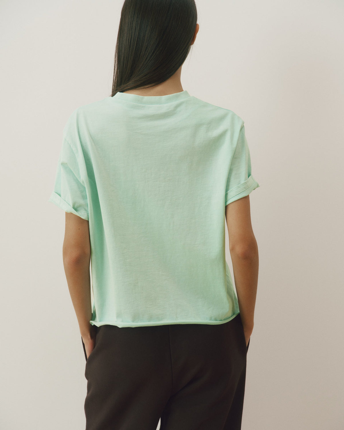 Varsity Mid-Weight Raw Hem T-shirt - Mint Green