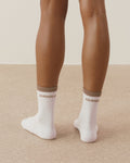 Single Stripe Socks - White/Dusty Brown