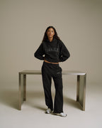 Varsity Loose Fit Straight Leg Sweatpants - Black