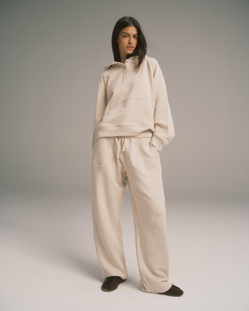 Loopback Straight Leg Sweatpants - Oatmeal Melange