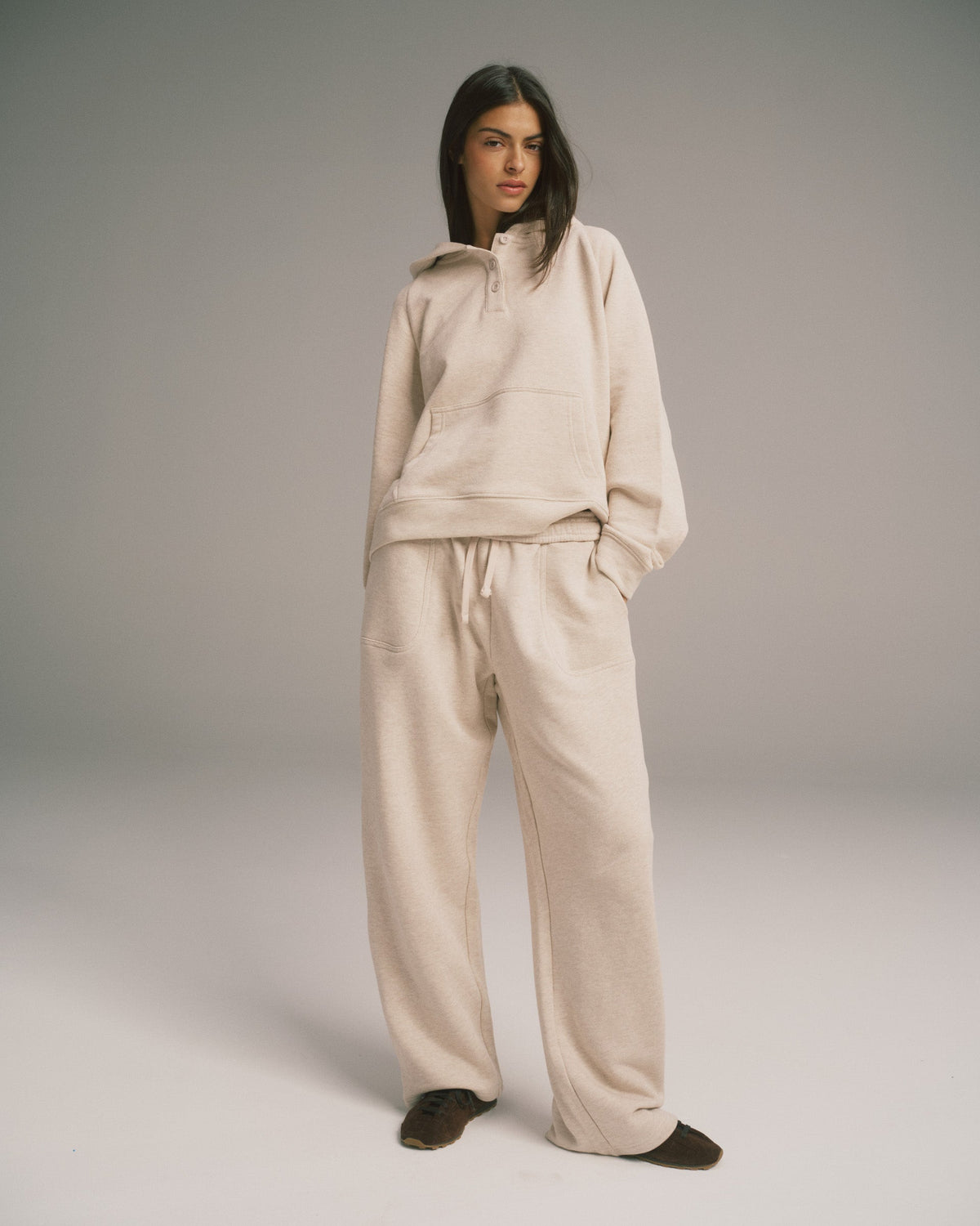 Loopback Straight Leg Sweatpants - Oatmeal Melange