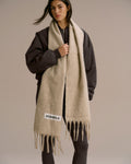 Wool Blend Brushed Scarf - Stone