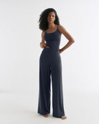 Wide Leg Yoga Pants - Midnight Blue