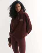 Classics Relaxed Funnel Neck Zip Sweatshirt - Mulberry Red/Marshmallow White