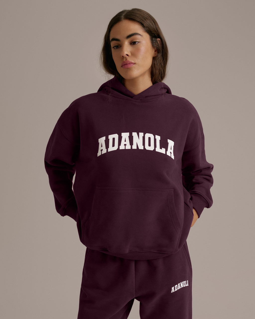 Varsity Oversized Hoodie - Dark Cherry/Marshmallow White