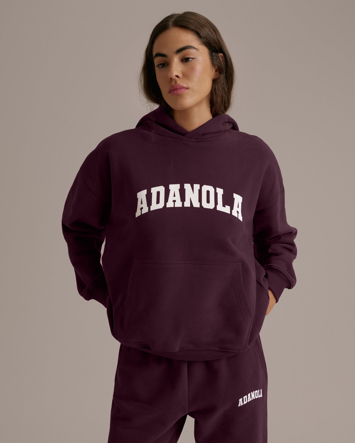 Varsity Oversized Hoodie - Dark Cherry/Marshmallow White