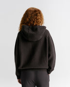Varsity Oversized Knit Hoodie - Coffee Bean