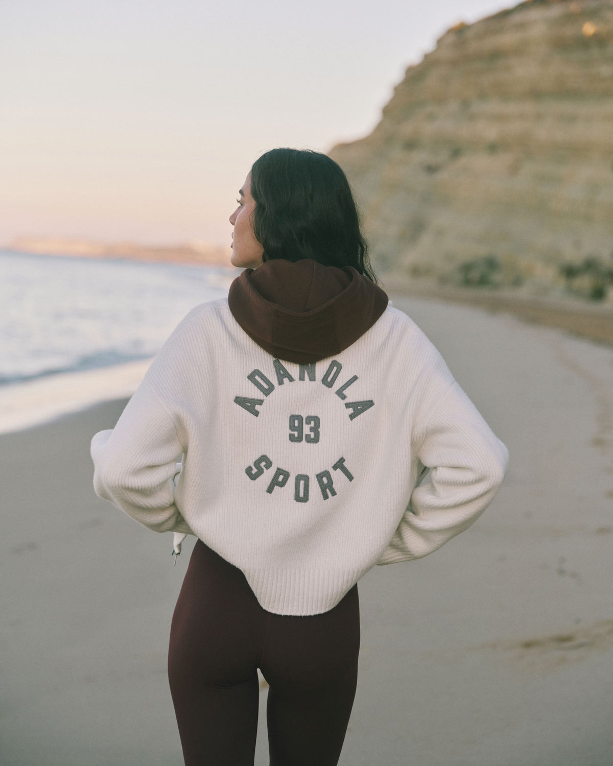 Adanola Sport Knit Zip Up Funnel Neck Sweatshirt - Marshmallow White