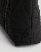 Branded Strap Quilted Nylon Bag - Black