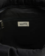 Branded Strap Quilted Nylon Bag - Black