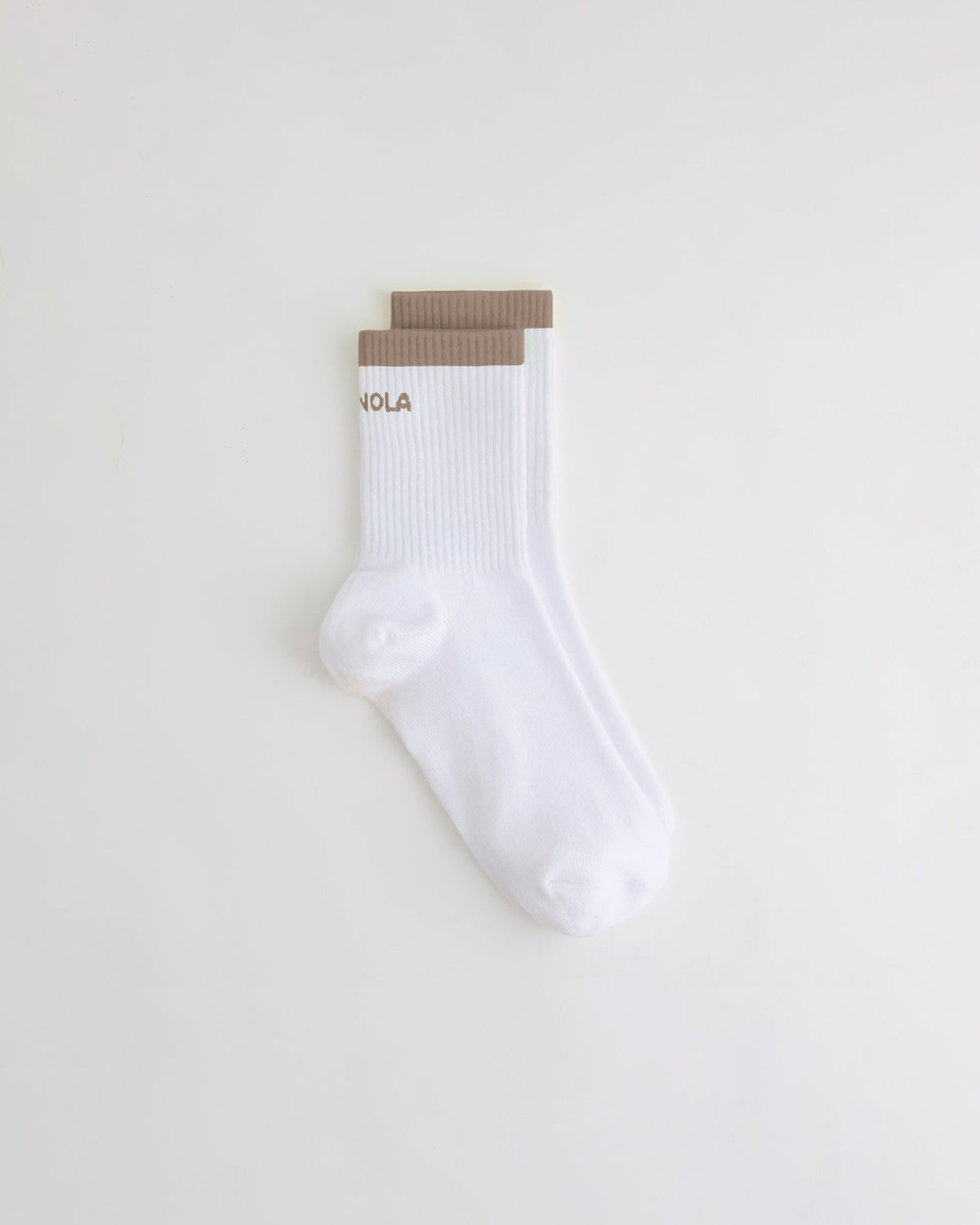 Single Stripe Socks - White/Dusty Brown