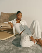 Modal Soft Lounge Cuffed Trousers - Marshmallow White