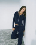 Adanola Knit Zip Up Hoodie - Navy Blue