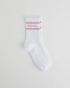 Sports Stripe Socks - White/Dusty Pink