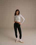 Cotton Long Sleeve Top - Grey Melange