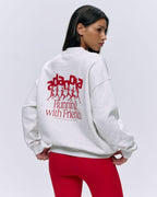 Runners Oversized Sweatshirt - Light Grey Melange/Classic Red