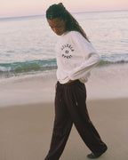 Adanola Sport Long Sleeve Pocket Detail Top - Marshmallow White/Navy Blue