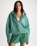 Everyday Active Washed Relaxed Zip Through Hoodie - Eucalyptus Green/Buttercream