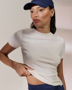 Modal Soft Rib Short Sleeve Top - Marshmallow White