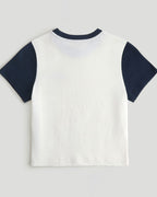 Varsity Colour Block Classic Slub T-shirt - White/Navy Blue
